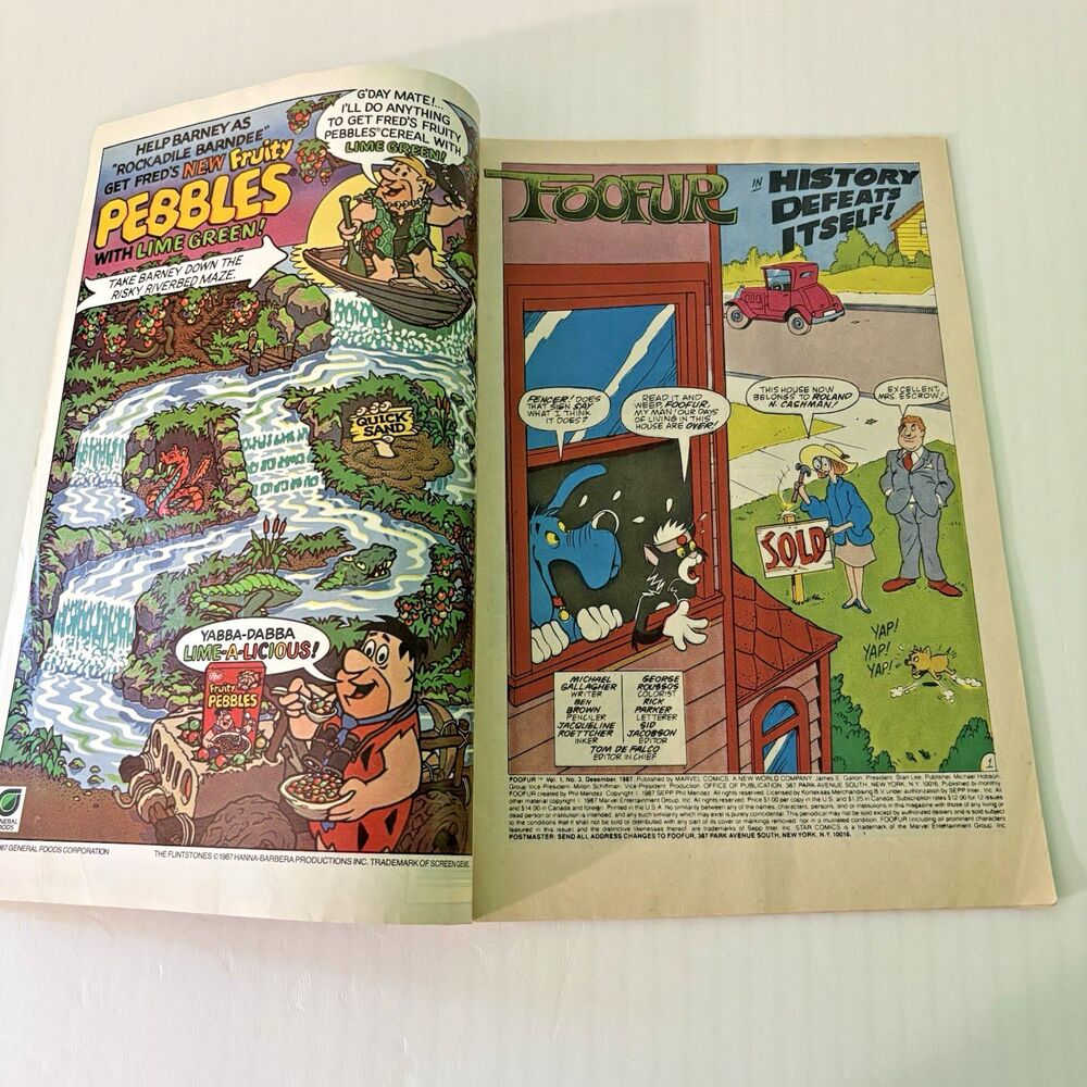 Foofur Comic Book Magazine December 1987 Vol 1 No 3 History Defeats Itself! - Picture 2 of 3